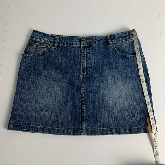 Vintage Rocawear Jean Mini Skirt Y2k Hip Hop Blue Denim Womens Size 9/10 - Picture 6 of 11